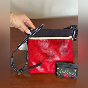 Tommy Hilfiger Black and Red Crossbody Bag